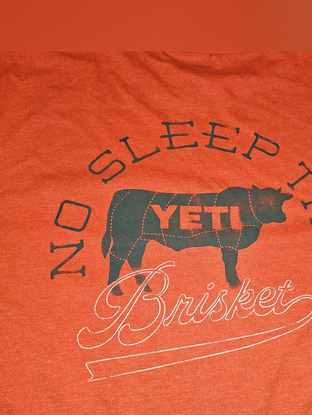 YETI T-Shirt Mens Heather Fire Red No Sleep Til Brisket Barbecue Smoker Size XL